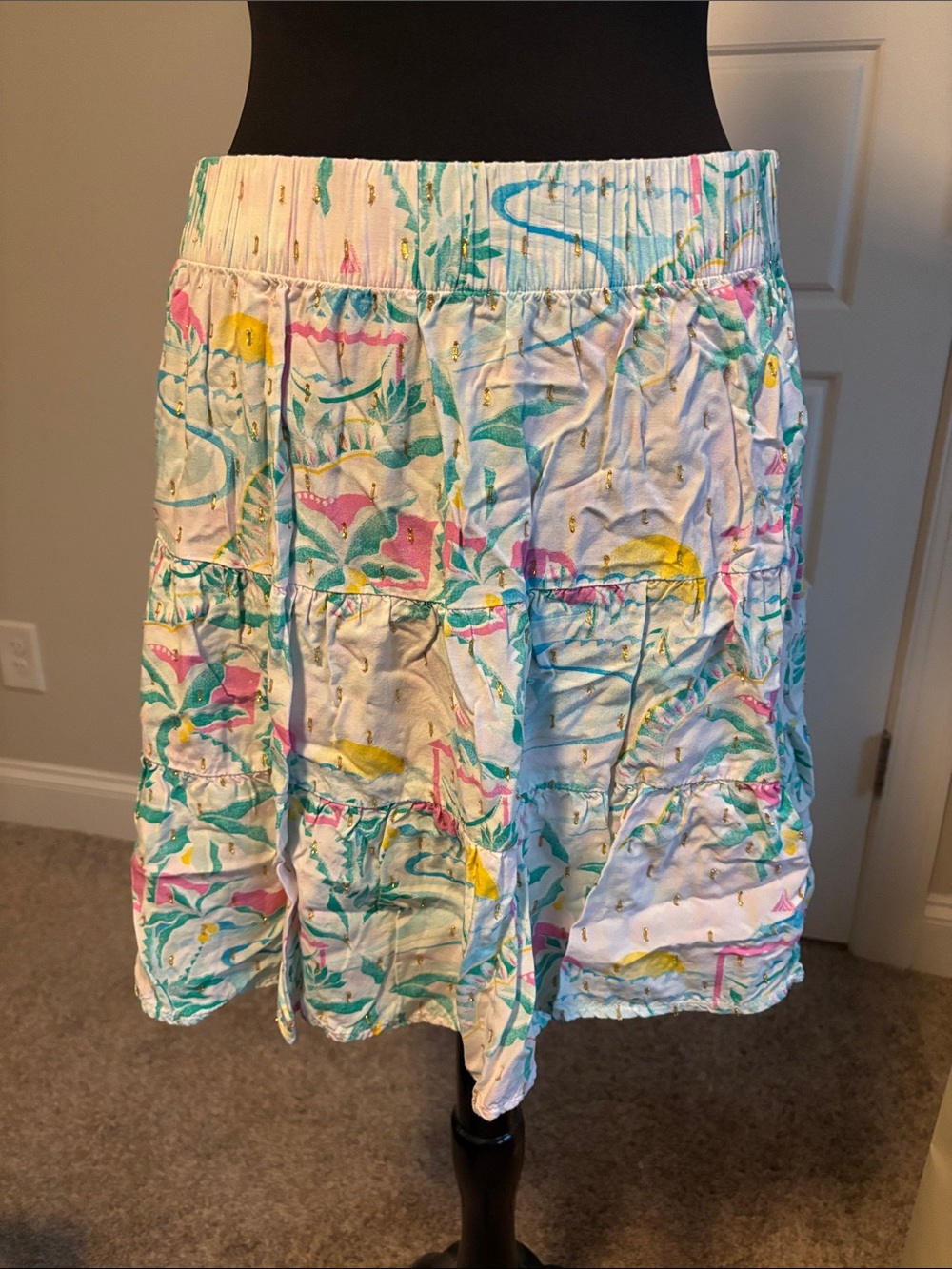 Women's Tropical Print Tiered Skirt